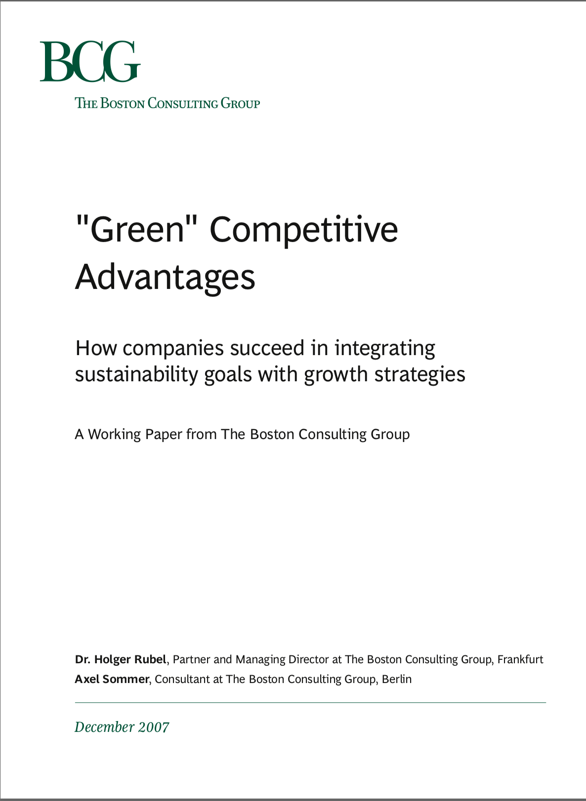 Green Competitive Advantages